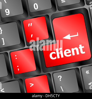 Bouton rouge de client touche clavier Banque D'Images