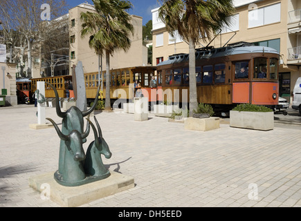 Le tramway à Port de Soller Banque D'Images