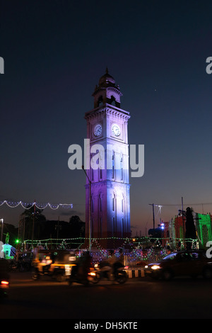 Le Jubilé d'argent de l'horloge, le palais de Mysore, Mysore, Karnataka, Inde l'état Banque D'Images