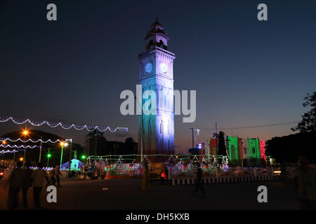 Le Jubilé d'argent de l'horloge, le palais de Mysore, Mysore, Karnataka, Inde l'état Banque D'Images