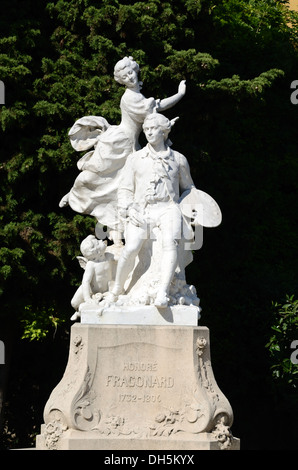 Statue De Jean-Honoré Fragonard & Marie-Anne Fragonard Grasse Alpes-Maritimes France Banque D'Images