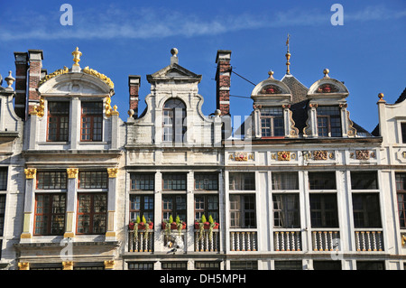 Sainte Barbe, Chêne und Petit renard, maisons de guilde sur Grote Markt, Grand Place, Bruxelles, Belgique, Europe Banque D'Images