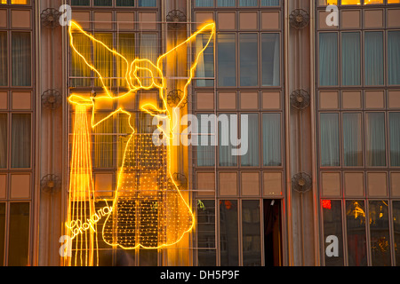 Marché de Noël à la cathédrale de Cologne, les décorations de Noël, Ange sur la 4711 Blue-Gold-House, Place de la Cathédrale, Cologne Banque D'Images