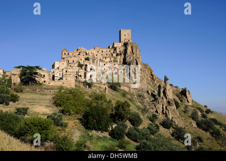 Italie, Basilicate, village abandonné de Craco Banque D'Images