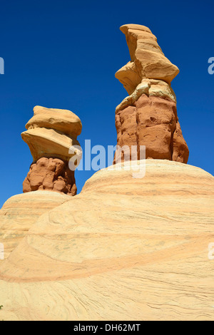 Devil's Garden, érodés et hoodoos Entrada Sandstone rock formations, gobelins, Hole-In-The-Rock-Road, Grand Staircase-Escalante Banque D'Images