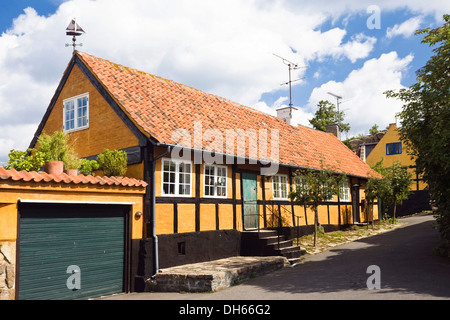 Maisons à pans de bois de Gudhjem village, Bornholm, Danemark, Europe Banque D'Images