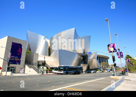 LA Phil, le Walt Disney Concert Hall, au centre-ville, South Grand Avenue, construit par Frank Gehry, Los Angeles, Californie, USA Banque D'Images