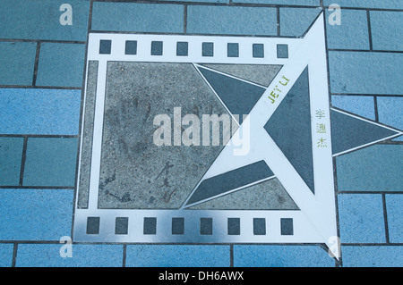 L'étoile de Jet Li sur l'Avenue des Stars à Kowloon, Hong Kong. Banque D'Images