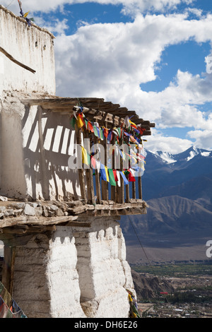 Forteresse et temples de Namgyal Tsemo Gompa, donnant sur Leh, Inde du Nord Banque D'Images