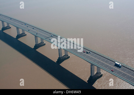 Deuxième Severn Crossing Vue aérienne d'une partie de bridge près de Monmouthshire Chepstow Wales UK Banque D'Images