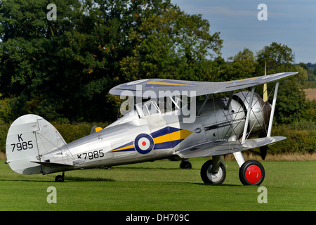 RAF Gloster Gladiator vintage WW1 et WW2 du biplan Shuttleworth collection.octobre journée de vol 2003.Biggleswade,UK Banque D'Images