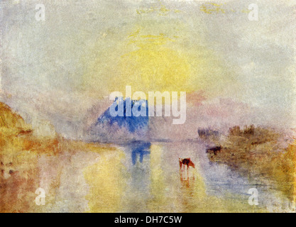 Ce travail, intitulé Norham Castle, est l'une des plus belles œuvres impressionnistes par l'artiste anglais JMW Turner. Banque D'Images