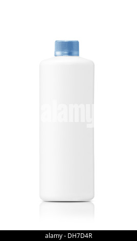 Bouteille en plastique blanc isolé sur fond blanc . (With clipping path) travail Banque D'Images