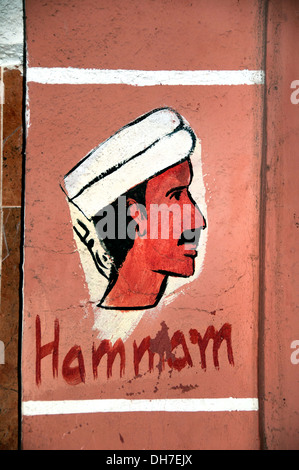 Hammam marocain Marrakech Morocca signe Peinture Banque D'Images