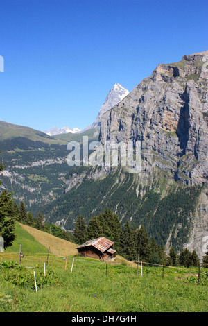 Les paysages pittoresques de la montagne Jungfrau couvert de neige dans les Alpes suisses de Zurich Suisse Europe. Banque D'Images