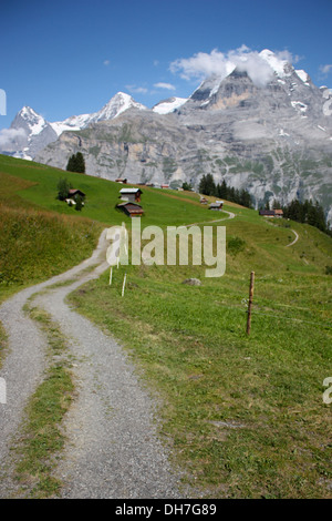 Les paysages pittoresques de la montagne Jungfrau couvert de neige dans les Alpes suisses de Zurich Suisse Europe. Banque D'Images