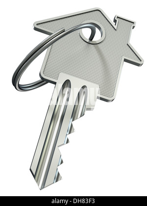 Accueil clé avec chambre d'ossature (illustration 3d) Banque D'Images