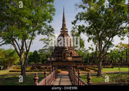 Wat Sa Si, le parc historique de Sukhothai, Sukhothai, Thaïlande, Asie Banque D'Images