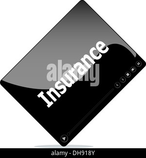 Media player vidéo pour le web avec l'assurance mot Banque D'Images
