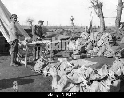 Un bureau de poste sur le terrain avant de Salonique pendant la WW1 Banque D'Images