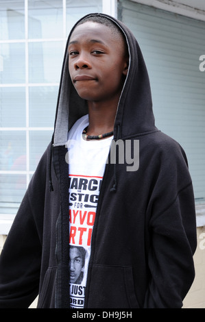 Affaire Trayvon Martin les supporters affluent à un rassemblement devant la NAACP Police Sanford après une marche à travers historiquement Banque D'Images