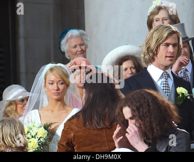 Olivia Wilde et Chris Hemsworth a lieu de tournage de 'rush' Biographie à venir du pilote automobile autrichien Niki Lauda et Banque D'Images