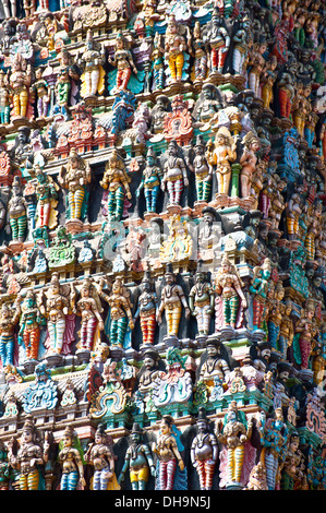 Grand Sud l'architecture indienne, Temple Meenakshi à Madurai. L'Inde du Sud, Tamil Nadu, Madurai Banque D'Images