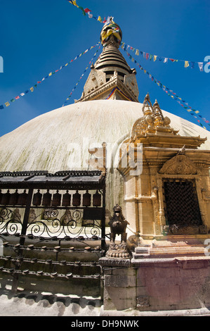 Sanctuaire bouddhiste Swayambhunath Stupa. Monkey Temple du Népal, Kathmandu Banque D'Images