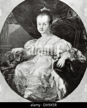 Isabelle II d'Espagne (1830-1904). La reine d'Espagne. Isabella II enfant. La gravure. Banque D'Images