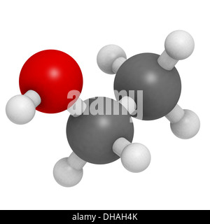 L'EtOH éthanol (alcool éthylique), molécule. Élément psychoactif principal de nombreuses boissons, y compris la bière et le vin. Banque D'Images