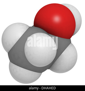 L'EtOH éthanol (alcool éthylique), molécule. Élément psychoactif principal de nombreuses boissons, y compris la bière et le vin. Banque D'Images