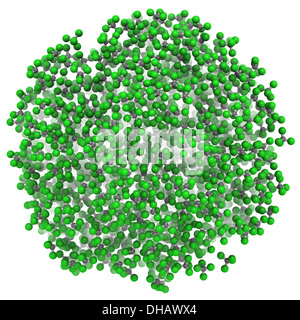 Le tétrachlorure de carbone (CCl4, tet) molécules, modèle sphère liquide. Utilisé dans les extincteurs et pour le nettoyage à sec. Banque D'Images