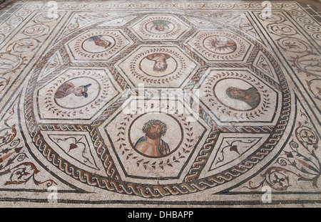 Sol de mosaïque, Planétarium House, ruines romaines d'Italica, Santiponce, Séville-province, Andalusia, Spain, Europe Banque D'Images