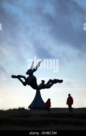 La sculpture de Barry Flanagan, sculpteur irlandais à la réserve naturelle du Zwin, Knokke, Flandre orientale, Belgique Banque D'Images