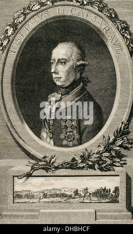 Joseph II (1741-1790). Saint Empereur Romain. Portrait après une gravure sur cuivre par J. Adam. L'histoire universelle, 1885. Banque D'Images