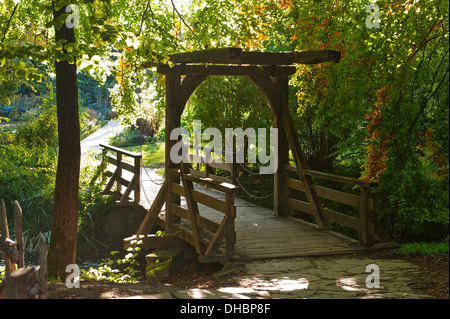 Pont en bois historique à un jardin d'herbe à partir de la dix-huitième siècle, l'Allemagne, de l'Europe Banque D'Images