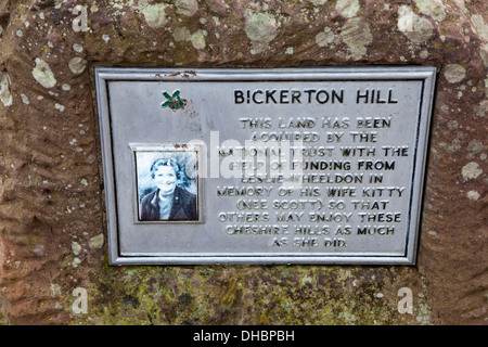 Le Kitty's monument en pierre dans le sud de Bickerton Hill England UK Cheshire Banque D'Images