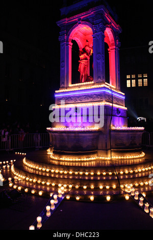 Jour de Fête des Lumières, "Fete des Lumieres', Lyon, Rhône, Rhône-Alpes, France. Banque D'Images