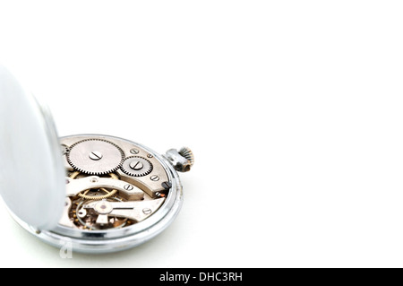 Montre de poche à l'intérieur sur fond blanc Banque D'Images