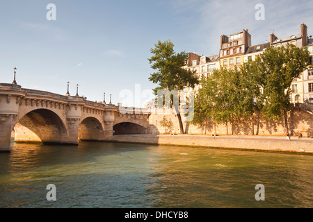 Appartements parisiens en face du Pont Neuf sur l'Ile de la Cité à Paris. Banque D'Images