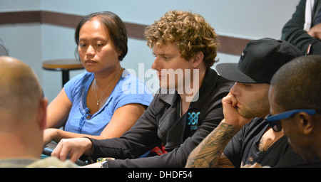 Sam Holden poker player prenant part à un tournoi de poker à Londres Banque D'Images