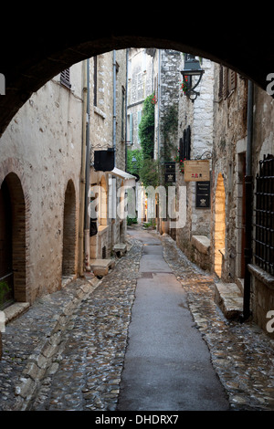 Ruelle pavée, Saint-Paul-de-Vence, Provence-Alpes-Côte d'Azur, Provence, France, Europe Banque D'Images