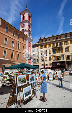 Marché de l'art, la Place du Palais de Justice, Nice, Provence-Alpes-Côte d'Azur, French Riviera, Provence, France, Europe Banque D'Images