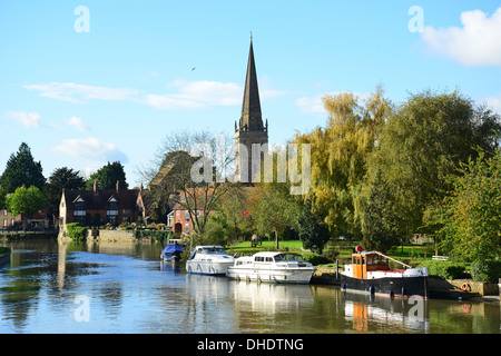 Nag's Head Island et St Helen's Church à Tamise, Abingdon-on-Thames, Oxfordshire, Angleterre, Royaume-Uni Banque D'Images