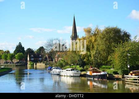 Nag's Head Island et St Helen's Church à Tamise, Abingdon-on-Thames, Oxfordshire, Angleterre, Royaume-Uni Banque D'Images