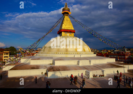 (Boudha) Bodhnath stupa Boudhanath (Tibétain) à Katmandou, UNESCO World Heritage Site, Népal, Asie Banque D'Images