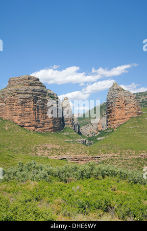 Salto de Roldan piliers roches conglomérées, Huesca, Aragon, Espagne. Banque D'Images