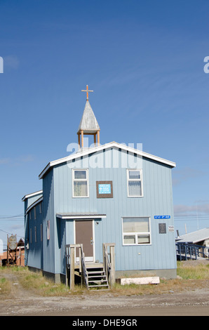 Au Canada, le Nunavut, rive ouest de la Baie d'Hudson, Région de Kivalliq, Arviat. Mikilaaq centre paroissial. Banque D'Images