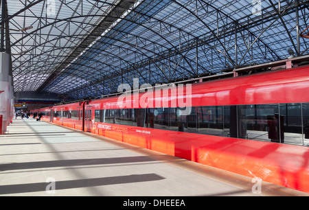 Aéroexpress à la gare à l'Aéroport de Sheremetyevo. Moscou, Russie, le 30 octobre 2013 Banque D'Images