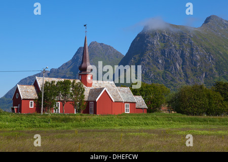 Flakstad Église, îles Lofoten, Norvège, Scandinavie, Europe Banque D'Images